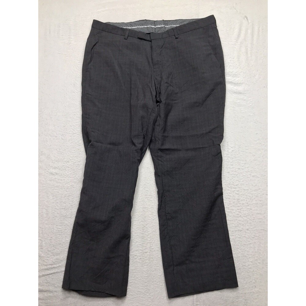 HUGO BOSS Leenon1 Dress Pants Men 34x26 Black Virgin Wool Hemmed